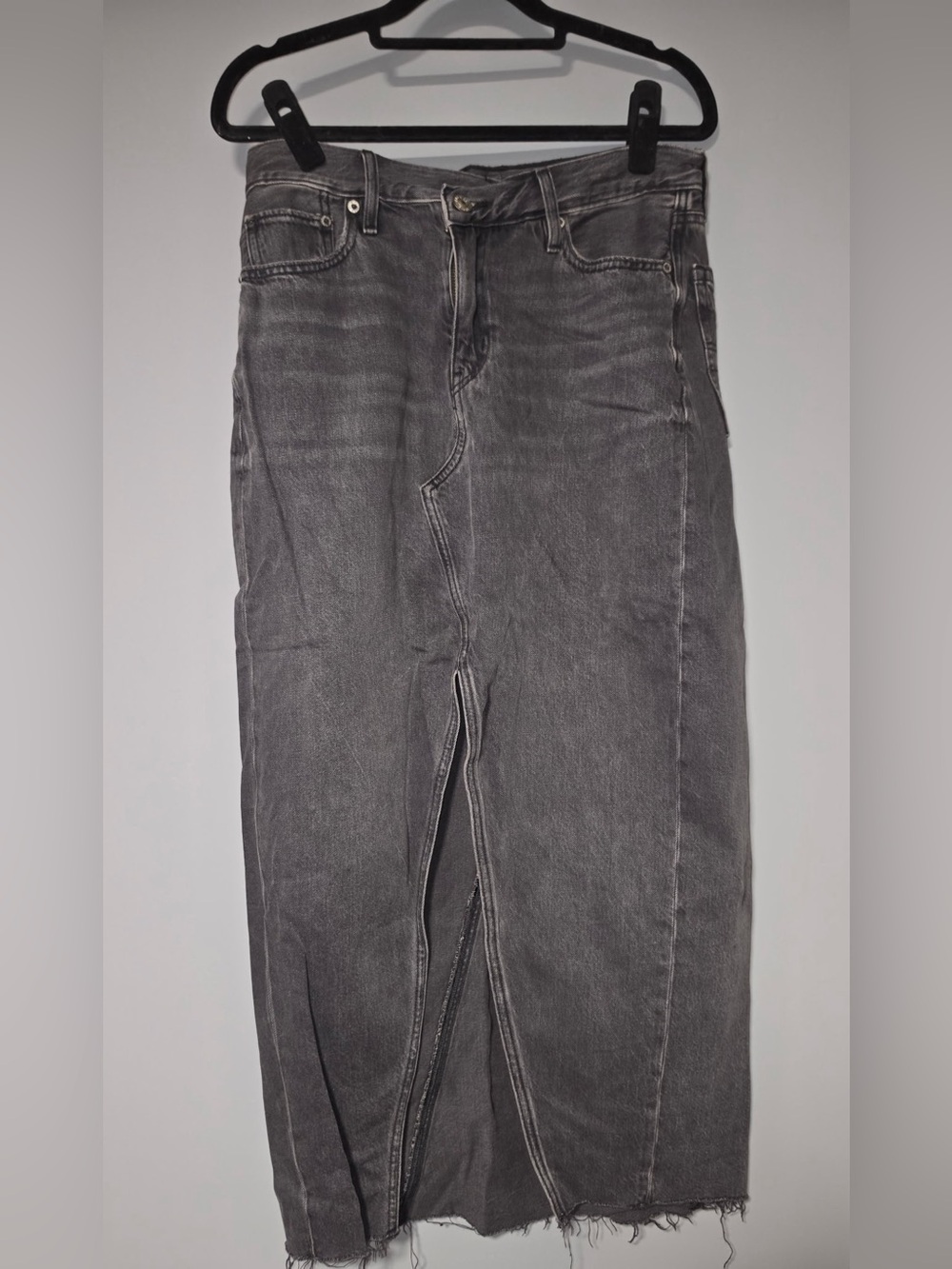 Women’s black denim midi skirt